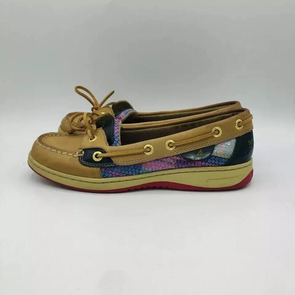 Sperry Top Sider Womens Shoes Size 6.5 M Tan Boat Shoe Angelfish Colorful Pink - Picture 5 of 11